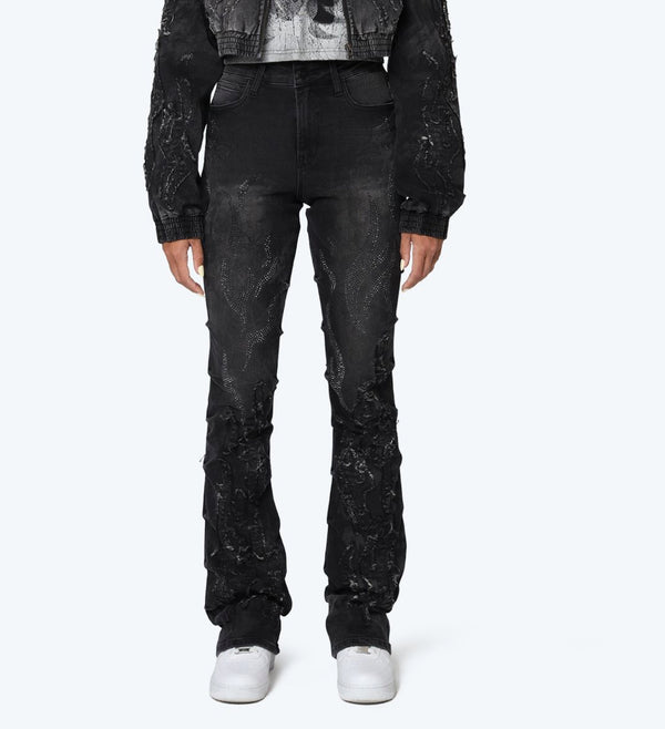 Smoke rise red jeans