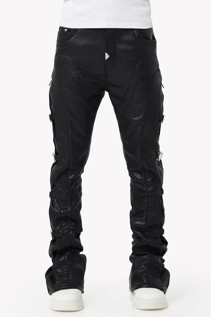 Guapi Obsidian Black Buckle Leather Pant
