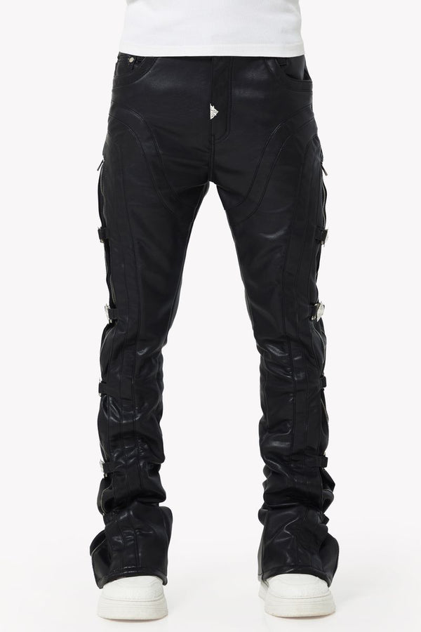Guapi Obsidian Black Buckle Leather Pant
