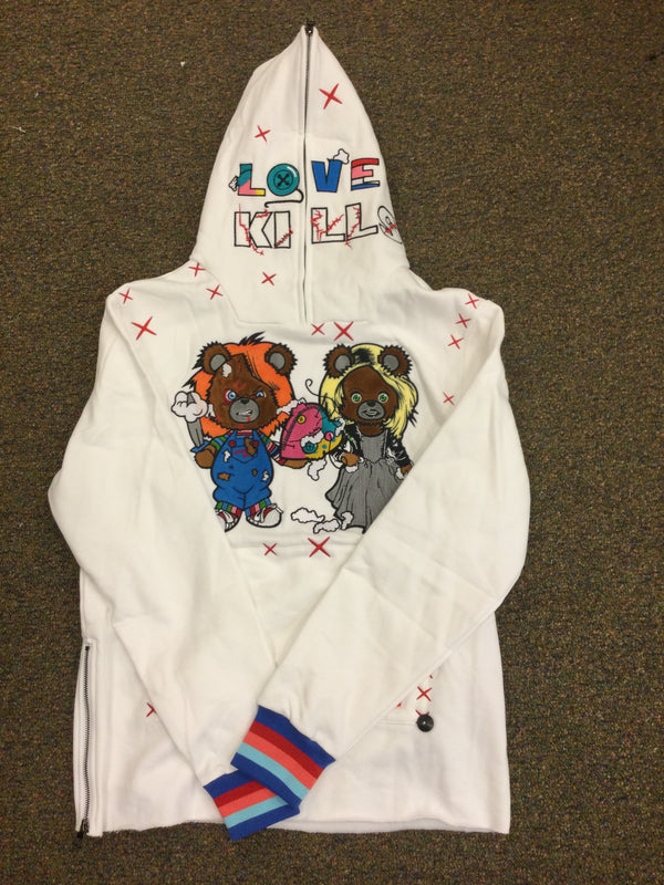 Love kills face zip hoodie