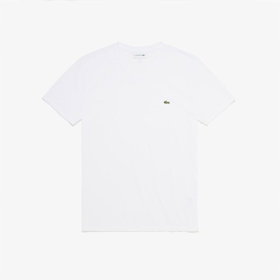 Lacoste V-Neck White Pima T-Shirt