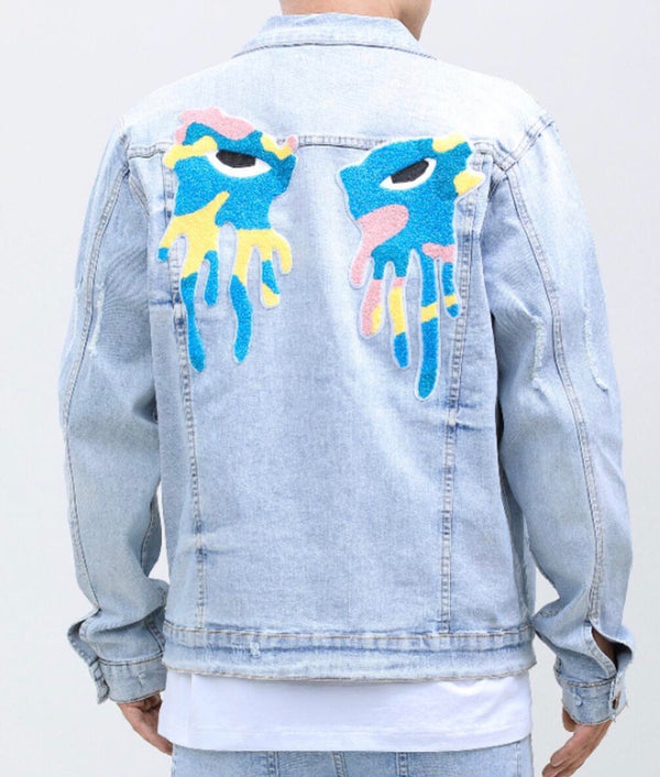 Roku Studio “Pink Camo Tear Drip” Jean Jacket