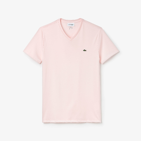 Lacoste V-Neck Light Pink Pima T-Shirt