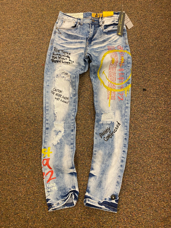 Industrial indigo jeans