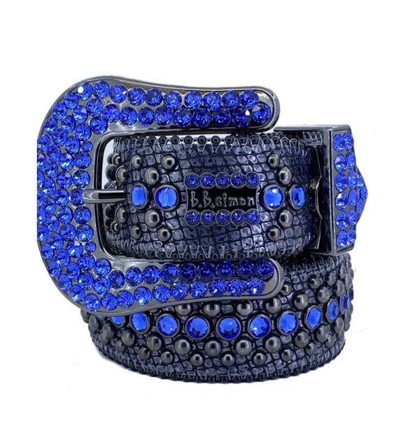 Bbsimon belt grey with blue stone