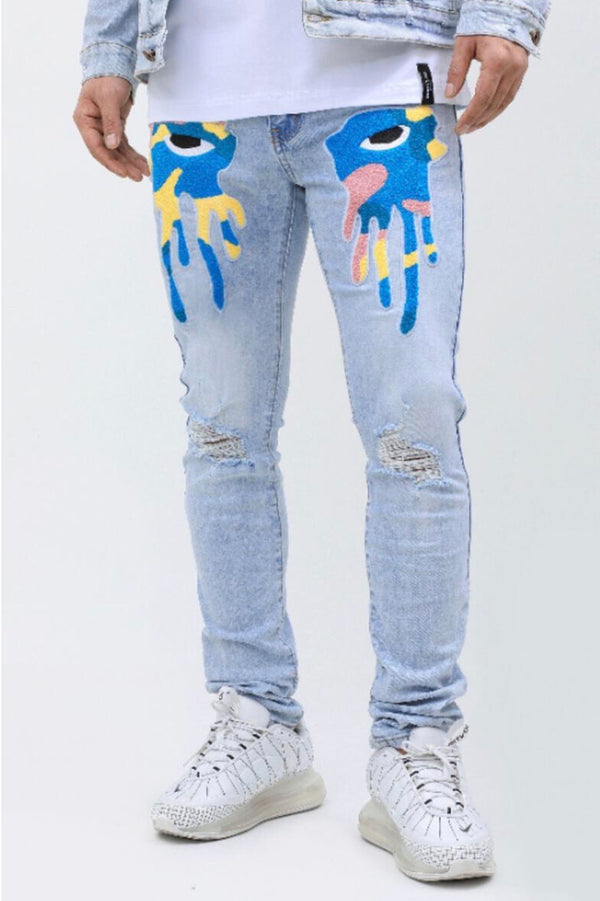 Roku Studio “Pink Camo Tear Drip” Jeans