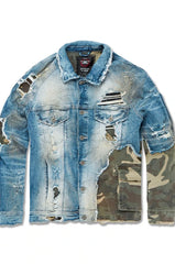 Shop Jordan Craig Mixed Camo Denim Jacket 91525-WDLD blue