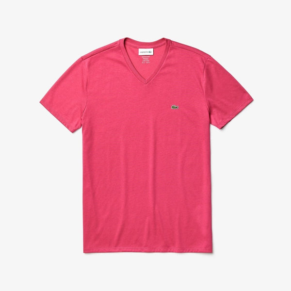 Lacoste V-Neck Fushia Pink Pima T-Shirt