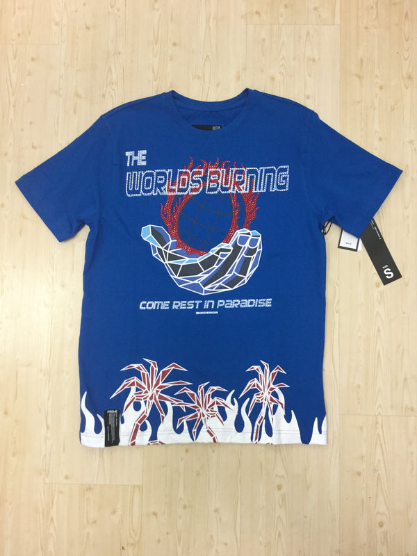 Preme “Worlds Burning” Blue Tee